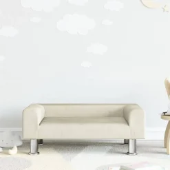vidaXL Sofá para niños de terciopelo 70x45x26,5 cm Crema Hot