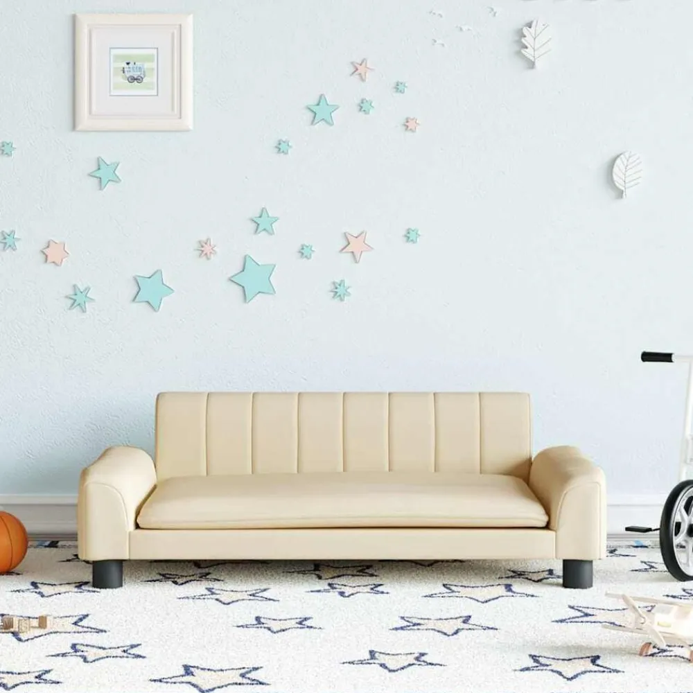vidaXL Sofá para niños de tela 90x53x30 cm Crema Discount