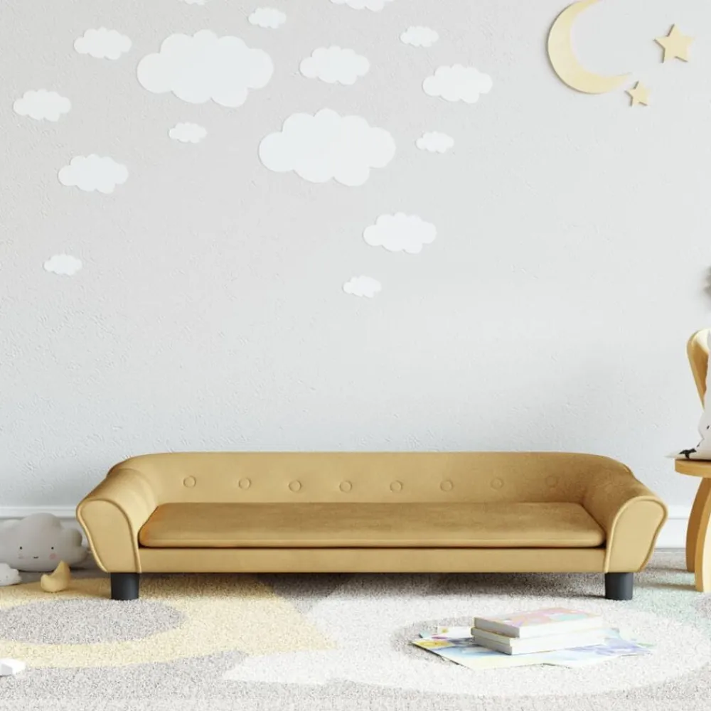 Niños vidaXL Mobiliario Para Bebés Y Niños Pequeños-Sofá para niños de terciopelo marrón 100x50x26 cm