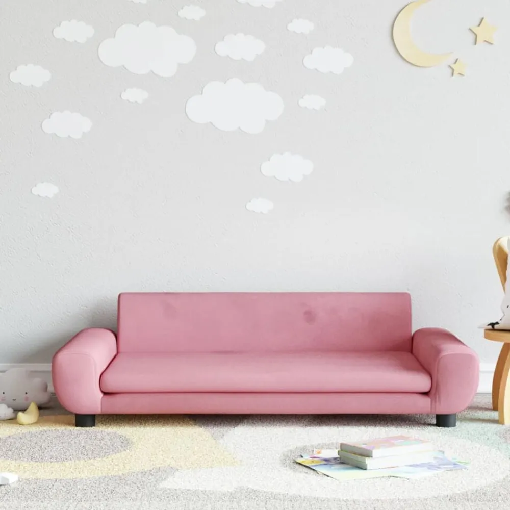 vidaXL Sofá para niños de terciopelo 100x54x33 cm Rosa Discount
