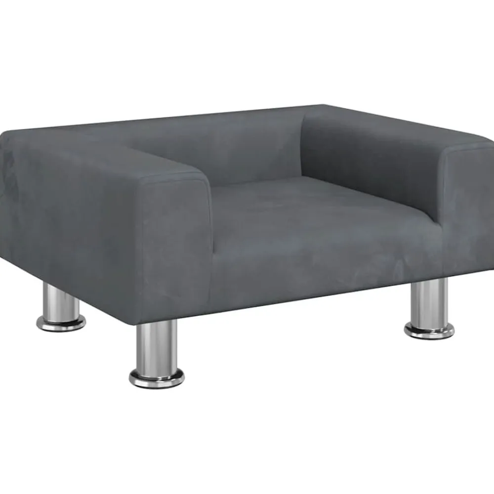 vidaXL Sofá para niños de terciopelo 50x40x26,5 cm Gris oscuro