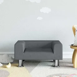 vidaXL Sofá para niños de terciopelo 50x40x26,5 cm Gris oscuro