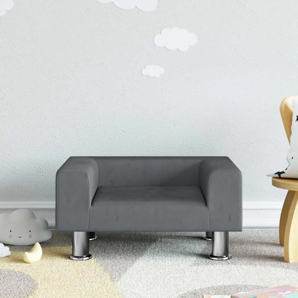vidaXL Sofá para niños de terciopelo 50x40x26,5 cm Gris oscuro