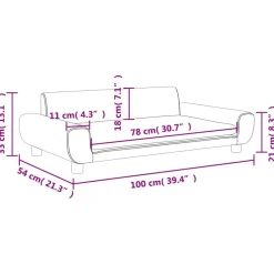 vidaXL Sofá para niños de terciopelo 100x54x33 cm Negro Best