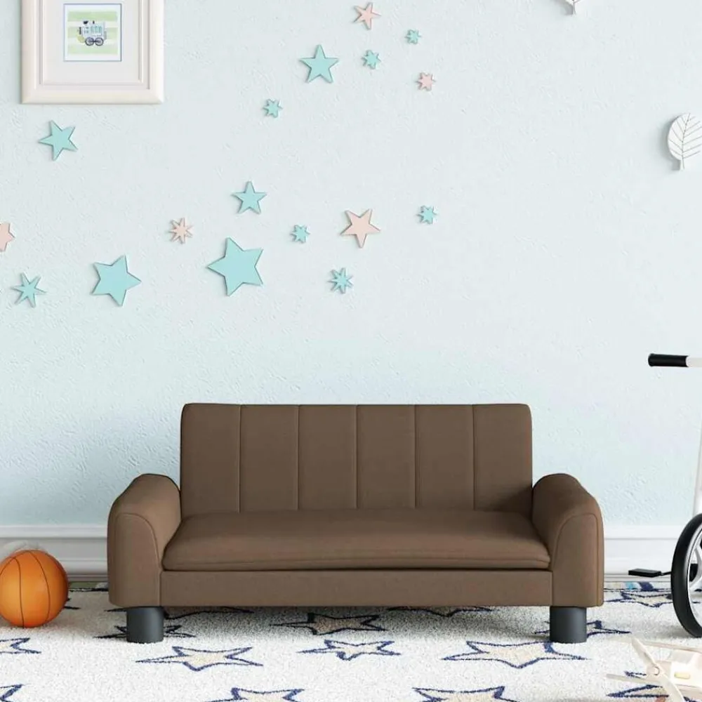 Niños vidaXL Mobiliario Para Bebés Y Niños Pequeños-Sofá para niños de tela marrón 70x45x30 cm