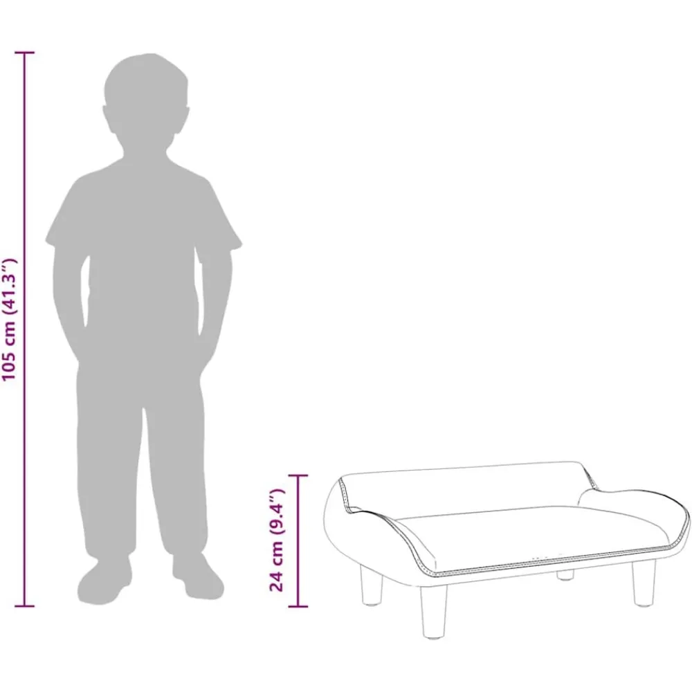 vidaXL Sofá para niños de terciopelo 70x40x24 cm Crema New