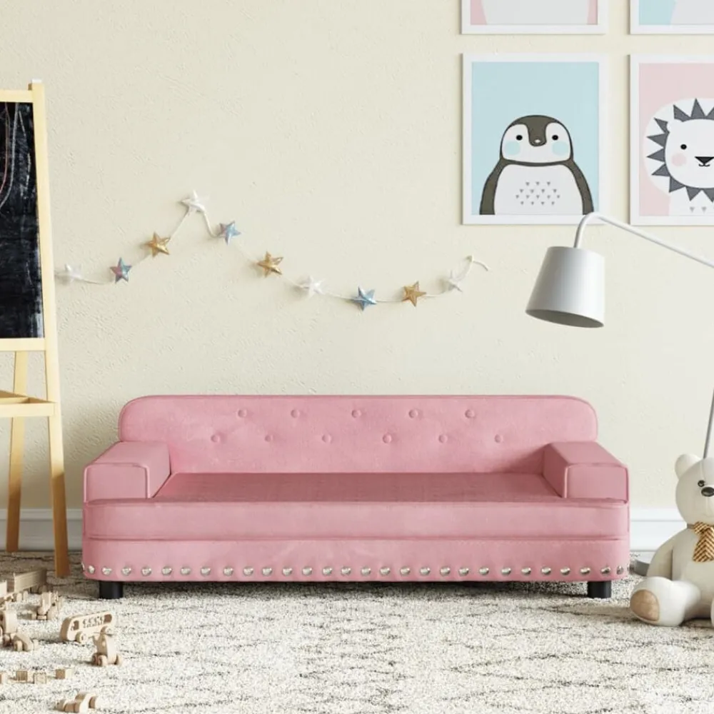 Niños vidaXL Mobiliario Para Bebés Y Niños Pequeños-Sofá para niños de terciopelo 90x53x30 cm