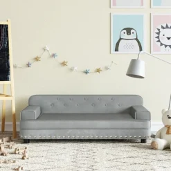 vidaXL Sofá para niños de terciopelo 90x53x30 cm Gris claro Outlet