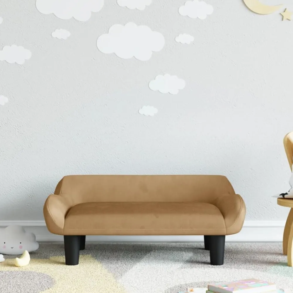 Niños vidaXL Mobiliario Para Bebés Y Niños Pequeños-Sofá para niños de terciopelo marrón 70x40x24 cm