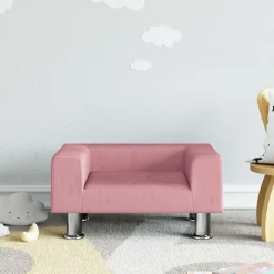 vidaXL Sofá para niños de terciopelo 50x40x26,5 cm Rosa New