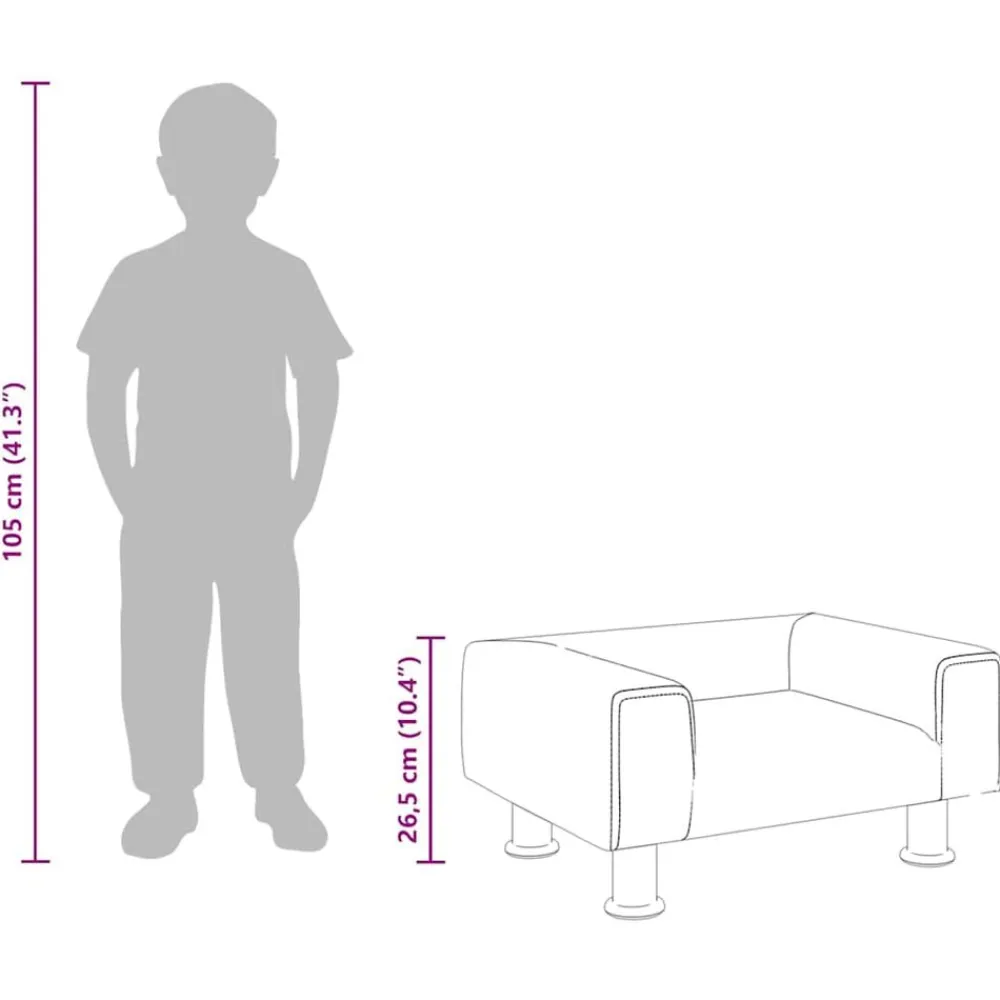 vidaXL Sofá para niños de terciopelo 50x40x26,5 cm Rosa New