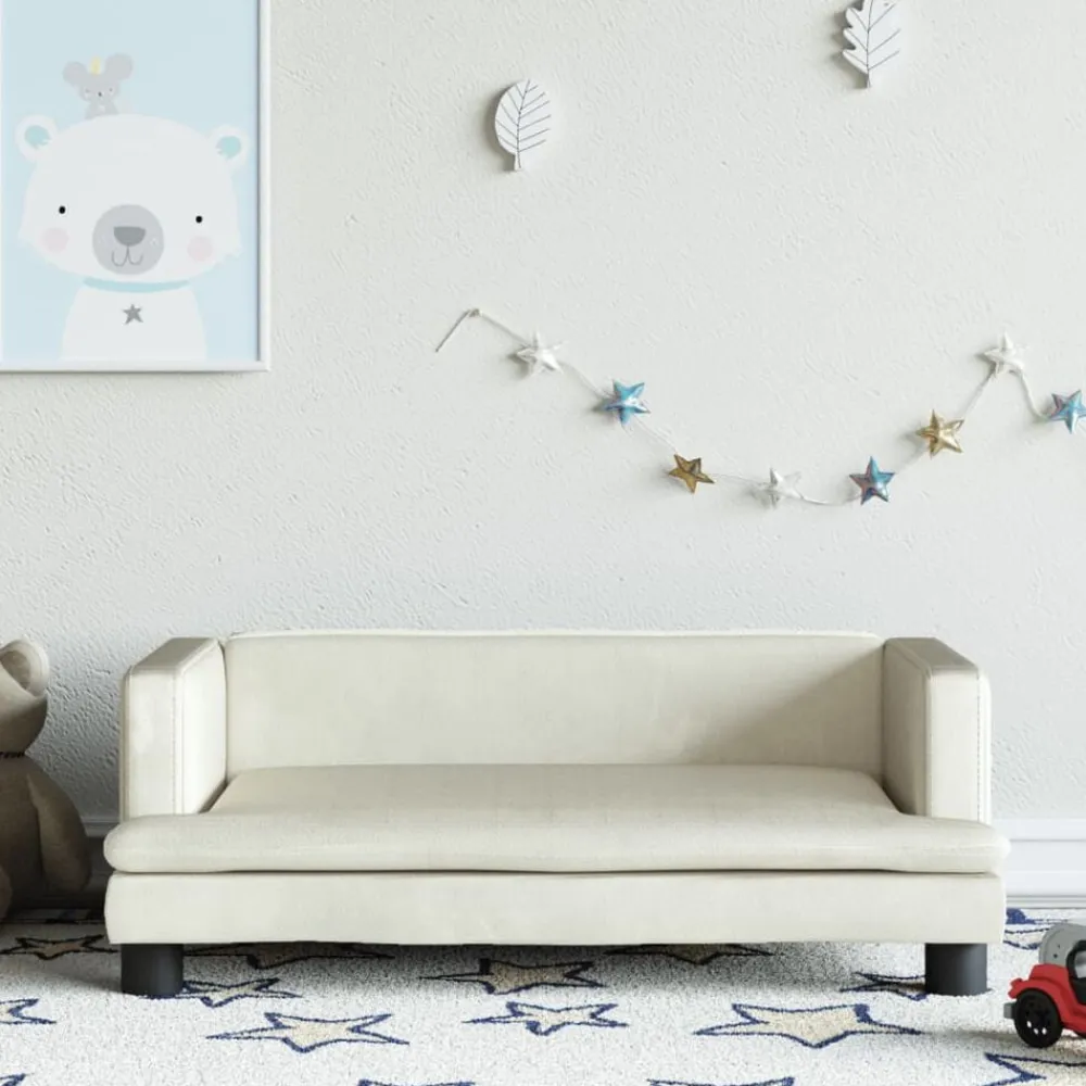 vidaXL Sofá para niños de terciopelo 80x45x30 cm Crema New