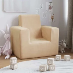 vidaXL Sofá para niños felpa suave color Crema Sale