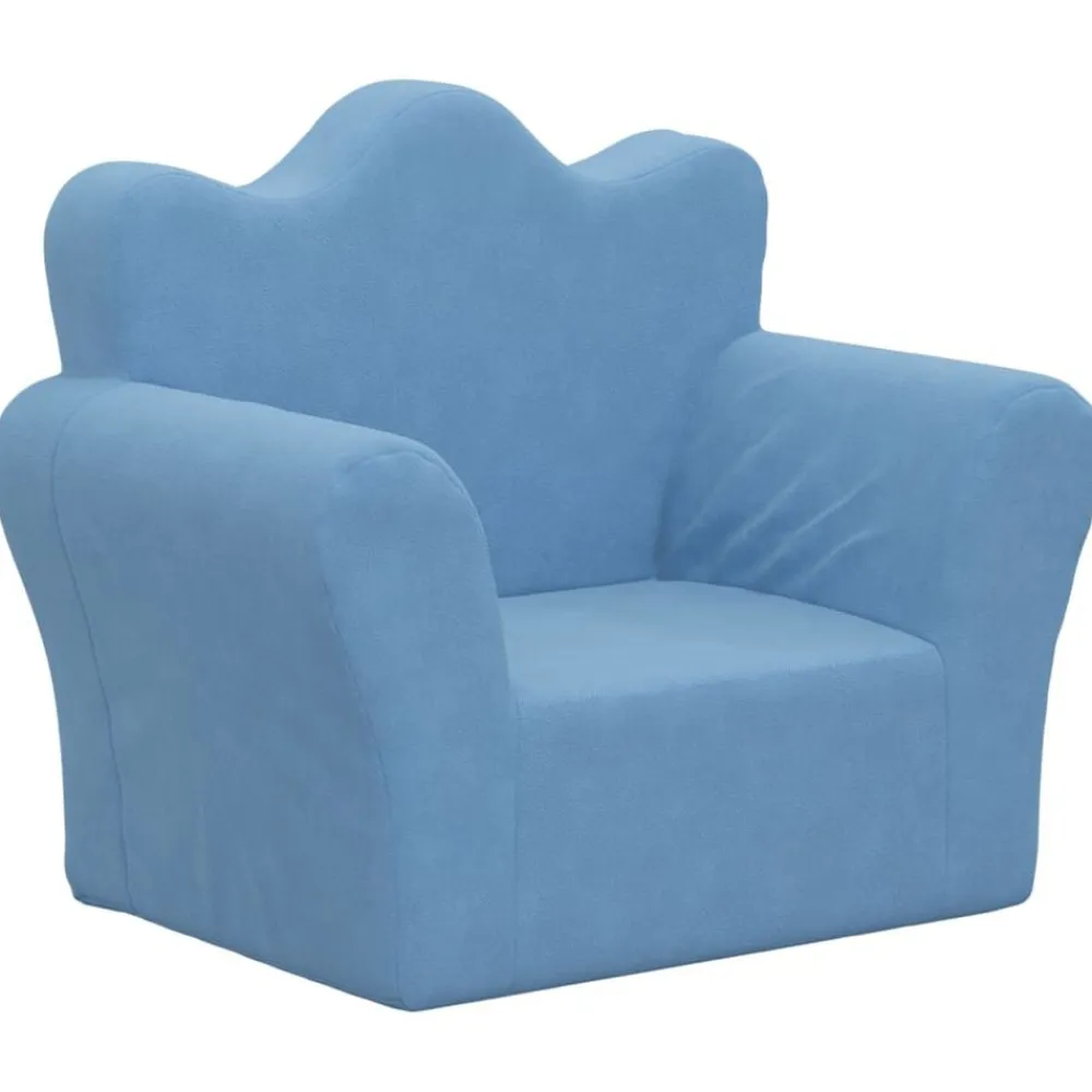 vidaXL Sofá para niños felpa suave Azul Clearance