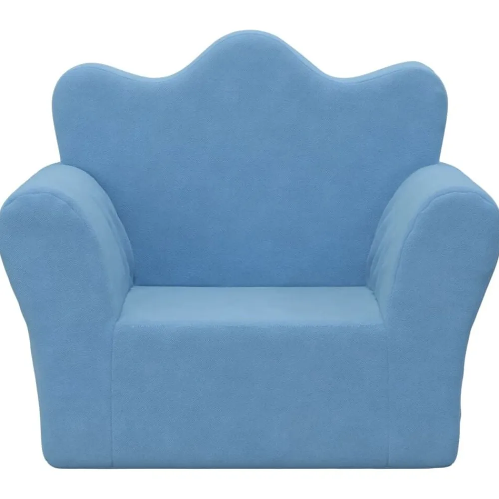 vidaXL Sofá para niños felpa suave Azul Clearance