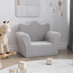 vidaXL Sofá para niños felpa suave Gris claro Sale