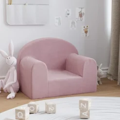vidaXL Sofá para niños felpa suave Rosa