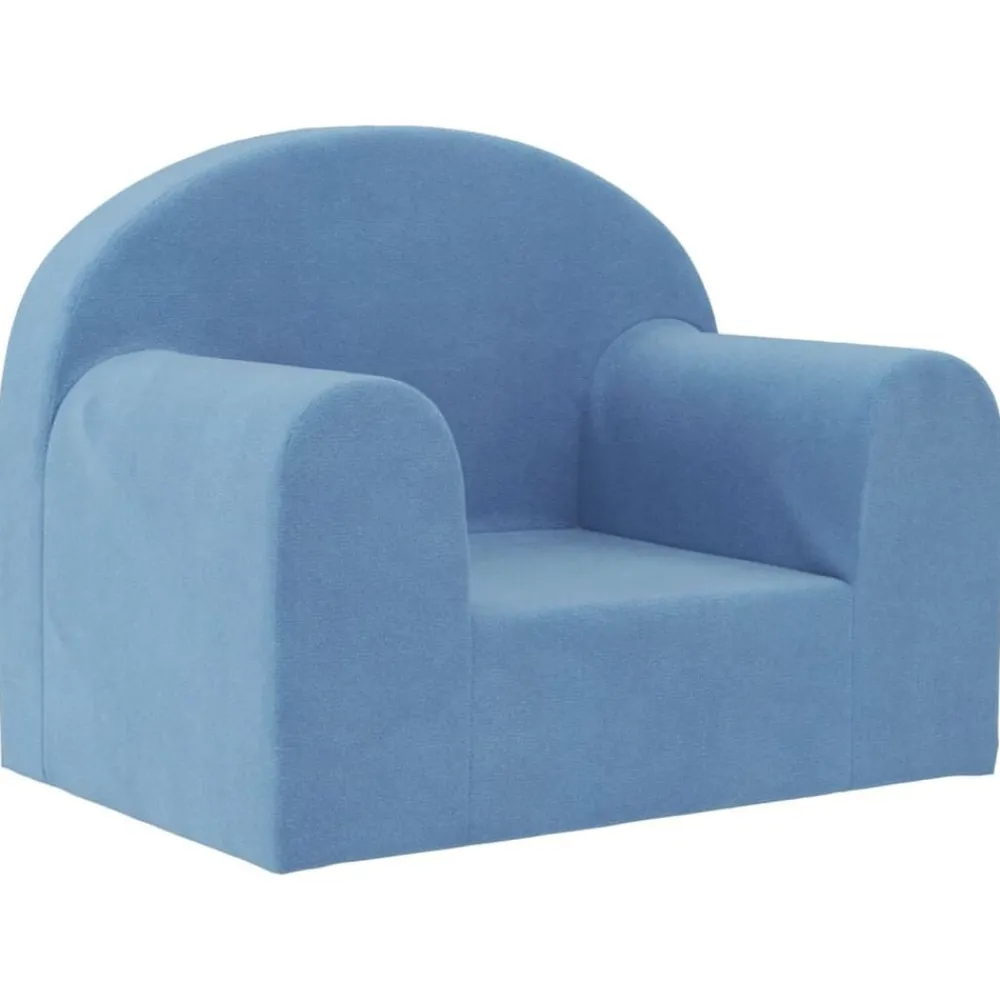 vidaXL Sofá para niños felpa suave Azul Clearance