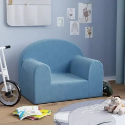 vidaXL Sofá para niños felpa suave Azul Clearance
