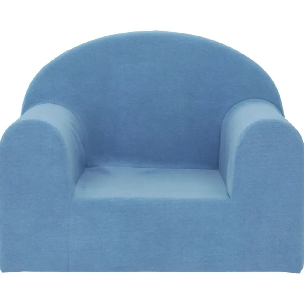 vidaXL Sofá para niños felpa suave Azul Clearance