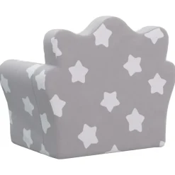 vidaXL Sofá para niños felpa suave gris claro con estrellas Gris claro y blanco Clearance