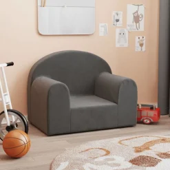 Niños vidaXL Mobiliario Para Bebés Y Niños Pequeños-Sofá para niños felpa suave gris