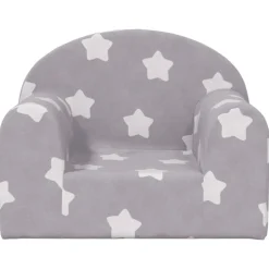 Niños vidaXL Mobiliario Para Bebés Y Niños Pequeños-Sofá para niños felpa suave gris claro con estrellas