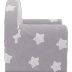 Niños vidaXL Mobiliario Para Bebés Y Niños Pequeños-Sofá para niños felpa suave gris claro con estrellas