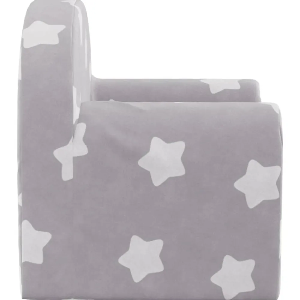 Niños vidaXL Mobiliario Para Bebés Y Niños Pequeños-Sofá para niños felpa suave gris claro con estrellas