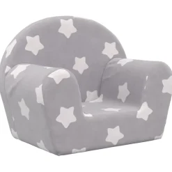 Niños vidaXL Mobiliario Para Bebés Y Niños Pequeños-Sofá para niños felpa suave gris claro con estrellas