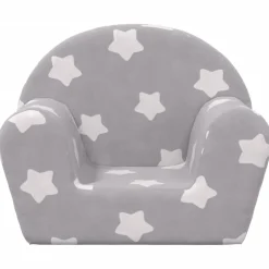 Niños vidaXL Mobiliario Para Bebés Y Niños Pequeños-Sofá para niños felpa suave gris claro con estrellas