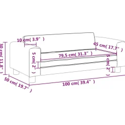 Niños vidaXL Mobiliario Para Bebés Y Niños Pequeños-Sofá para niños y reposapiés cuero sintético 100x50x30 cm