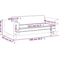 Niños vidaXL Mobiliario Para Bebés Y Niños Pequeños-Sofá para niños y reposapiés cuero sintético 100x50x30 cm