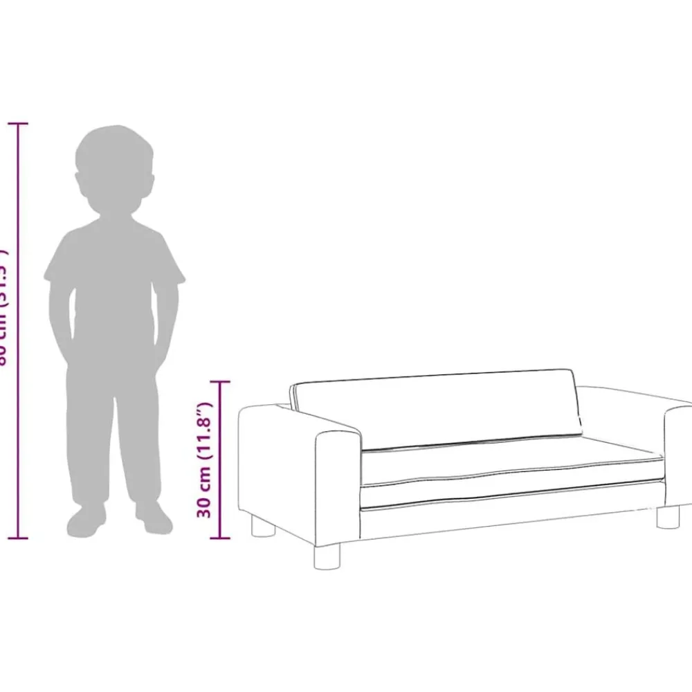 Niños vidaXL Mobiliario Para Bebés Y Niños Pequeños-Sofá para niños y reposapiés cuero sintético marrón 100x50x30cm