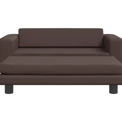 Niños vidaXL Mobiliario Para Bebés Y Niños Pequeños-Sofá para niños y reposapiés cuero sintético marrón 100x50x30cm