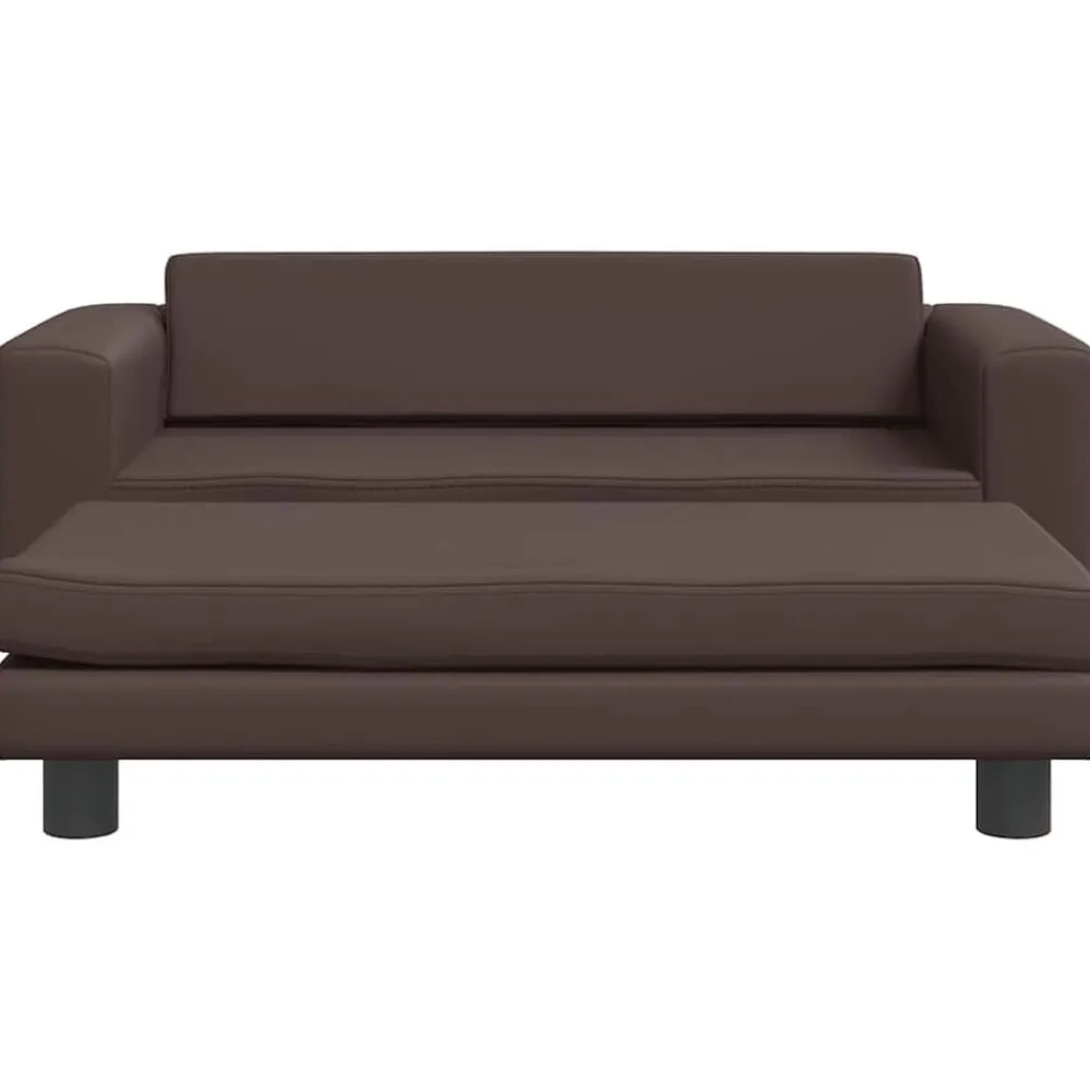 Niños vidaXL Mobiliario Para Bebés Y Niños Pequeños-Sofá para niños y reposapiés cuero sintético marrón 100x50x30cm