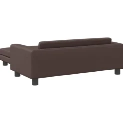 Niños vidaXL Mobiliario Para Bebés Y Niños Pequeños-Sofá para niños y reposapiés cuero sintético marrón 100x50x30cm