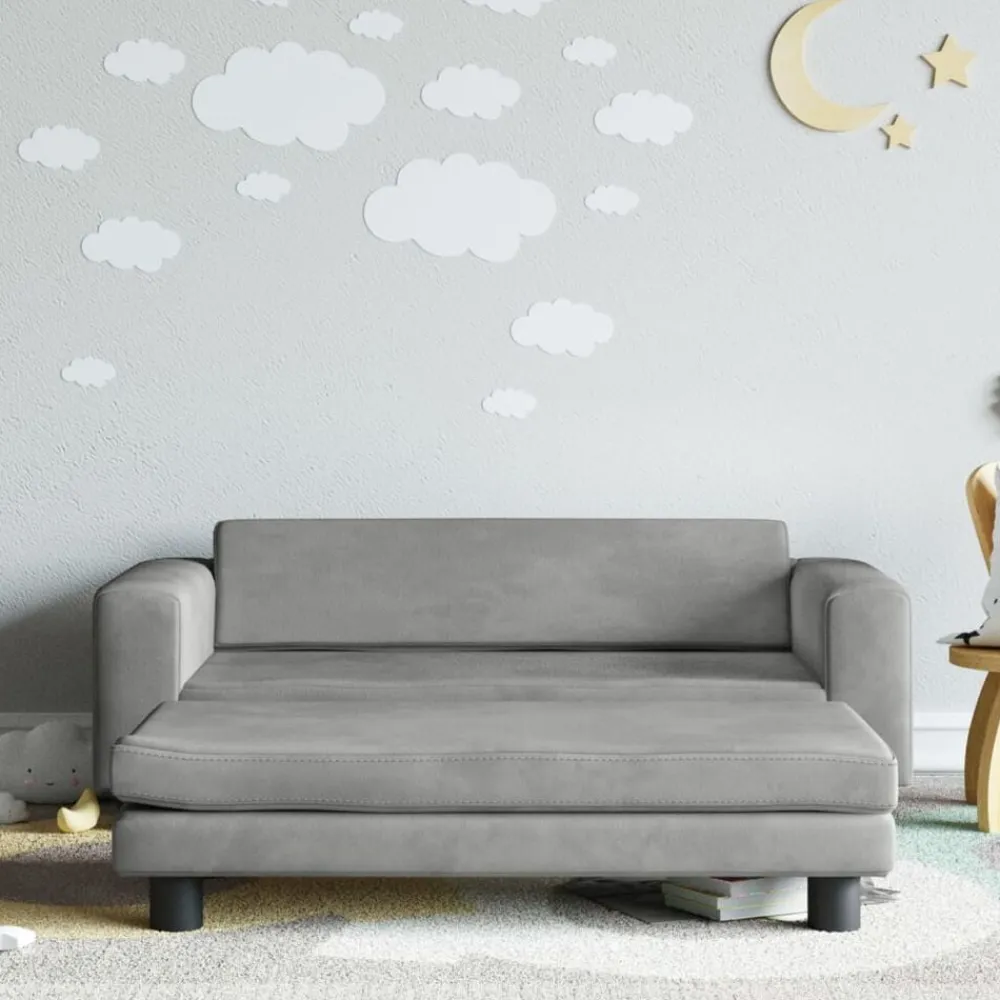 Niños vidaXL Mobiliario Para Bebés Y Niños Pequeños-Sofá para niños y reposapiés terciopelo 100x50x30 cm