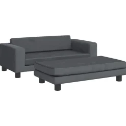 vidaXL Sofá para niños y reposapiés terciopelo 100x50x30cm Gris oscuro Clearance
