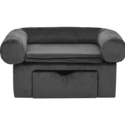 vidaXL Sofá para perros con cajón felpa 75x50x38 cm Gris oscuro Best