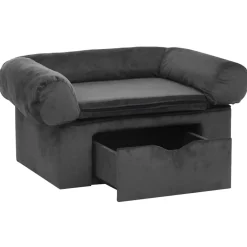 vidaXL Sofá para perros con cajón felpa 75x50x38 cm Gris oscuro Best