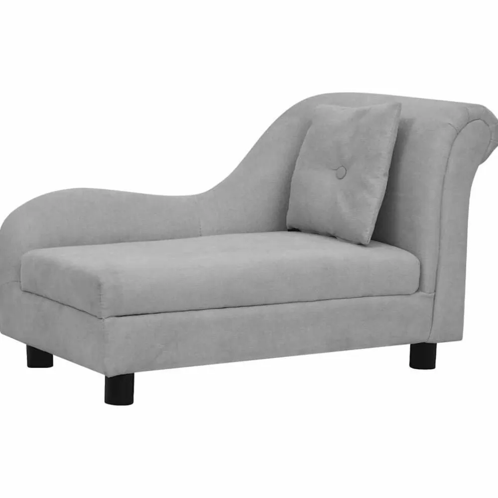 vidaXL Sofá para perros con almohada felpa 83x44x44 cm Gris New