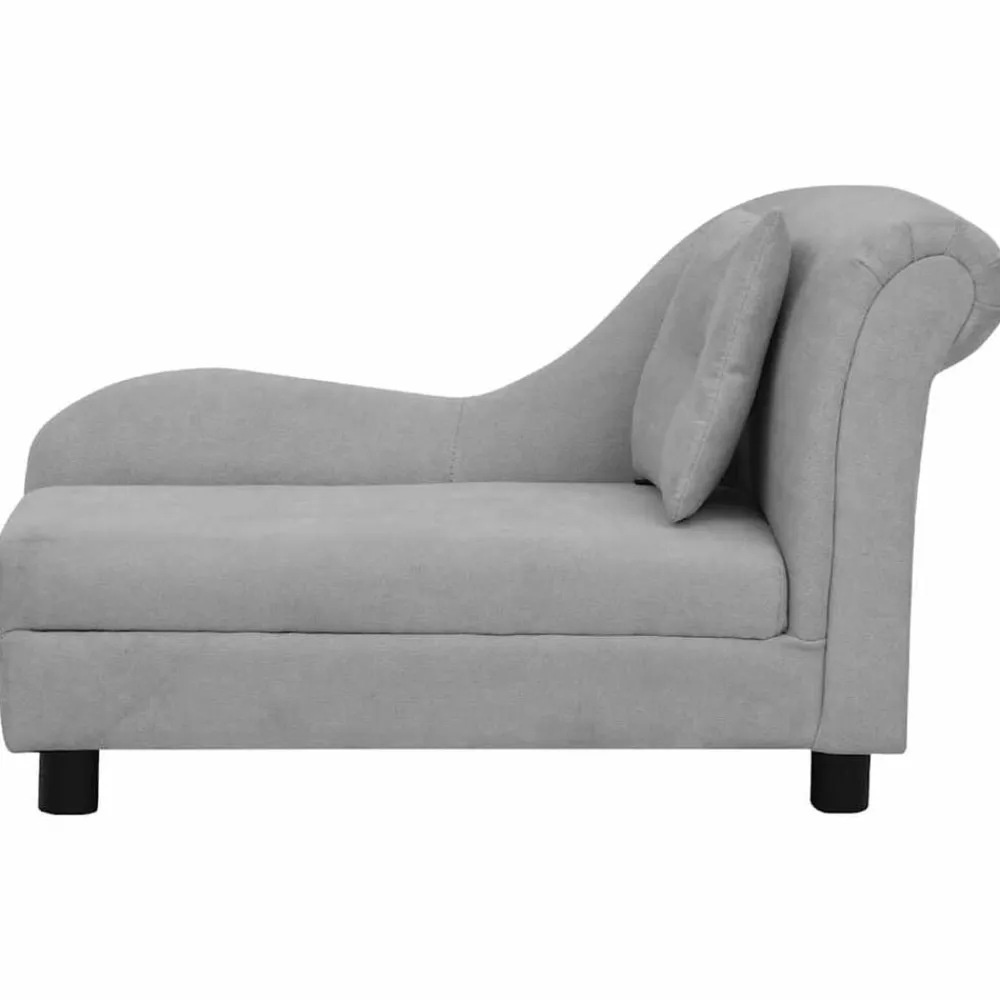 vidaXL Sofá para perros con almohada felpa 83x44x44 cm Gris New