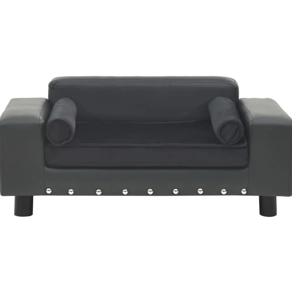 vidaXL Productos Para Mascotas-Sofá para perros felpa y cuero sintético 81x43x31cm