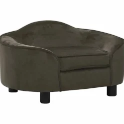 vidaXL Sofá para perros felpa 67x47x36 cm Gris oscuro New