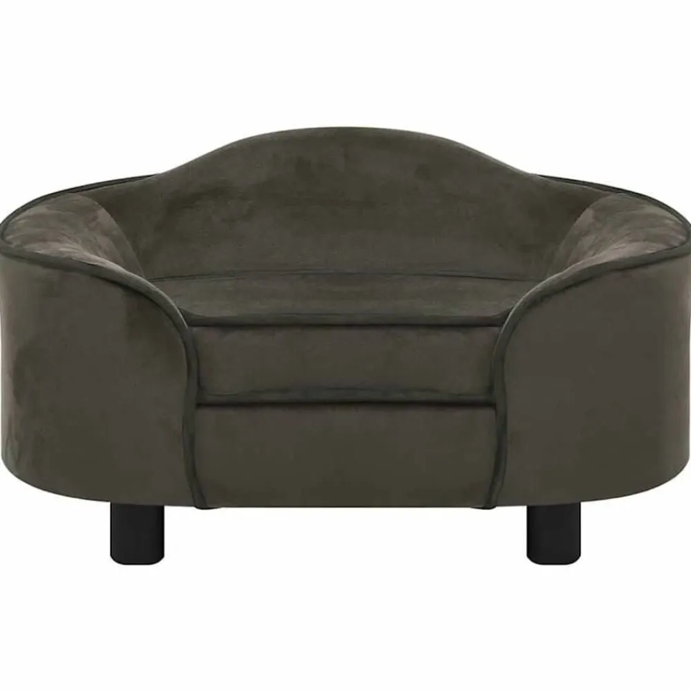 vidaXL Sofá para perros felpa 67x47x36 cm Gris oscuro New