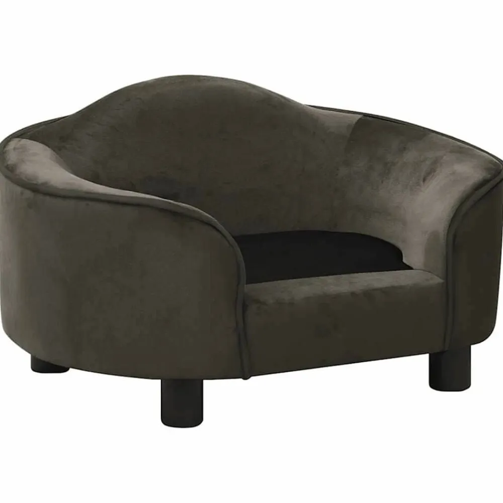vidaXL Sofá para perros felpa 67x47x36 cm Gris oscuro New