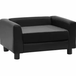 vidaXL Sofá para perros felpa y cuero sintético 60x43x30 cm Negro Best
