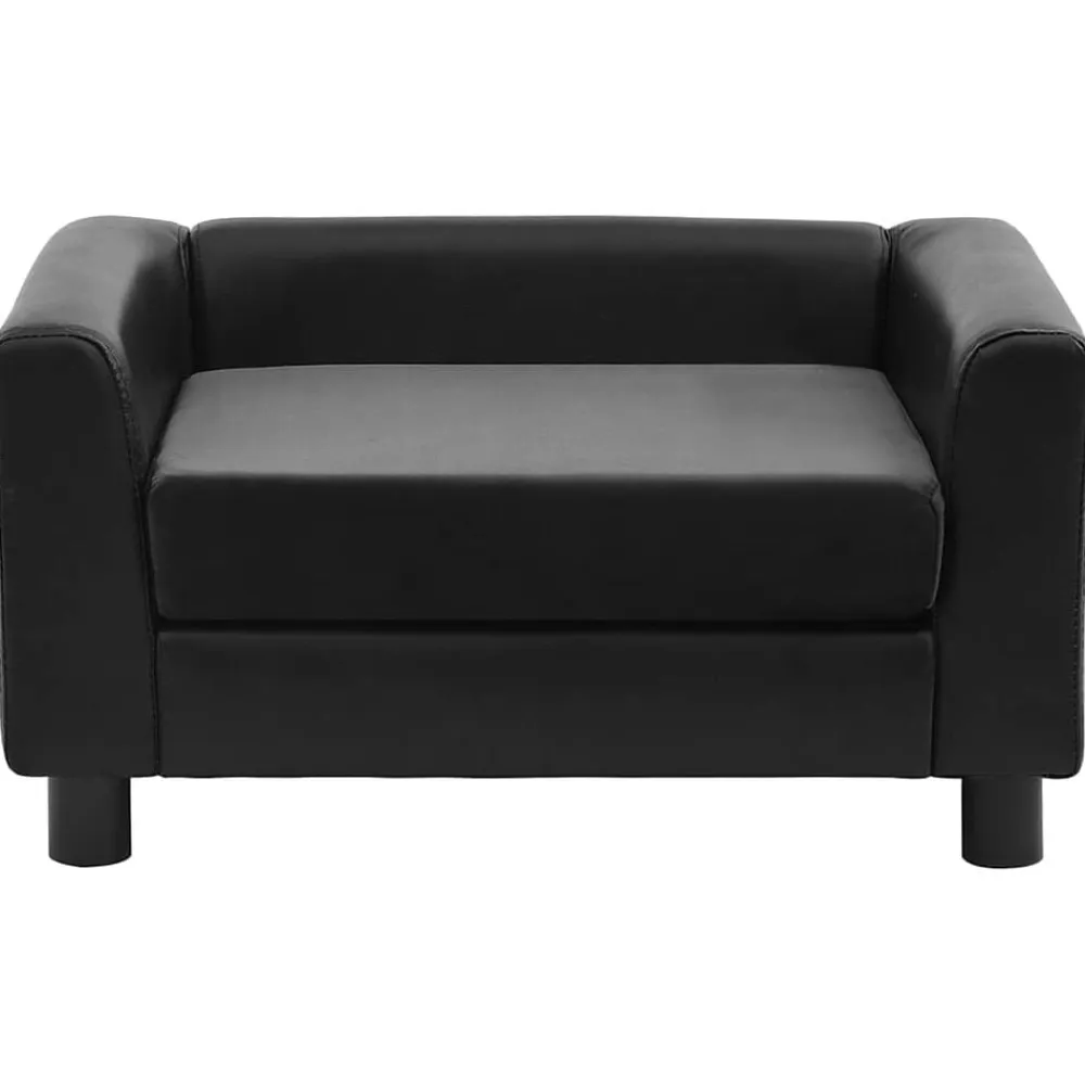 vidaXL Sofá para perros felpa y cuero sintético 60x43x30 cm Negro Best
