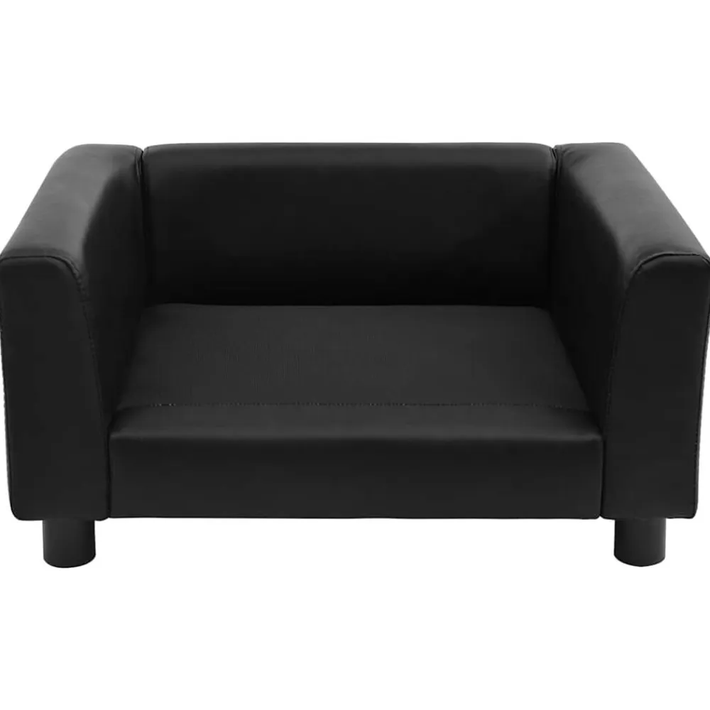 vidaXL Sofá para perros felpa y cuero sintético 60x43x30 cm Negro Best